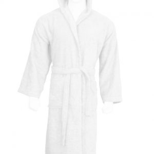 White Egyptian Cotton Terry Toweling Hooded Bath Robe Dressing Gown